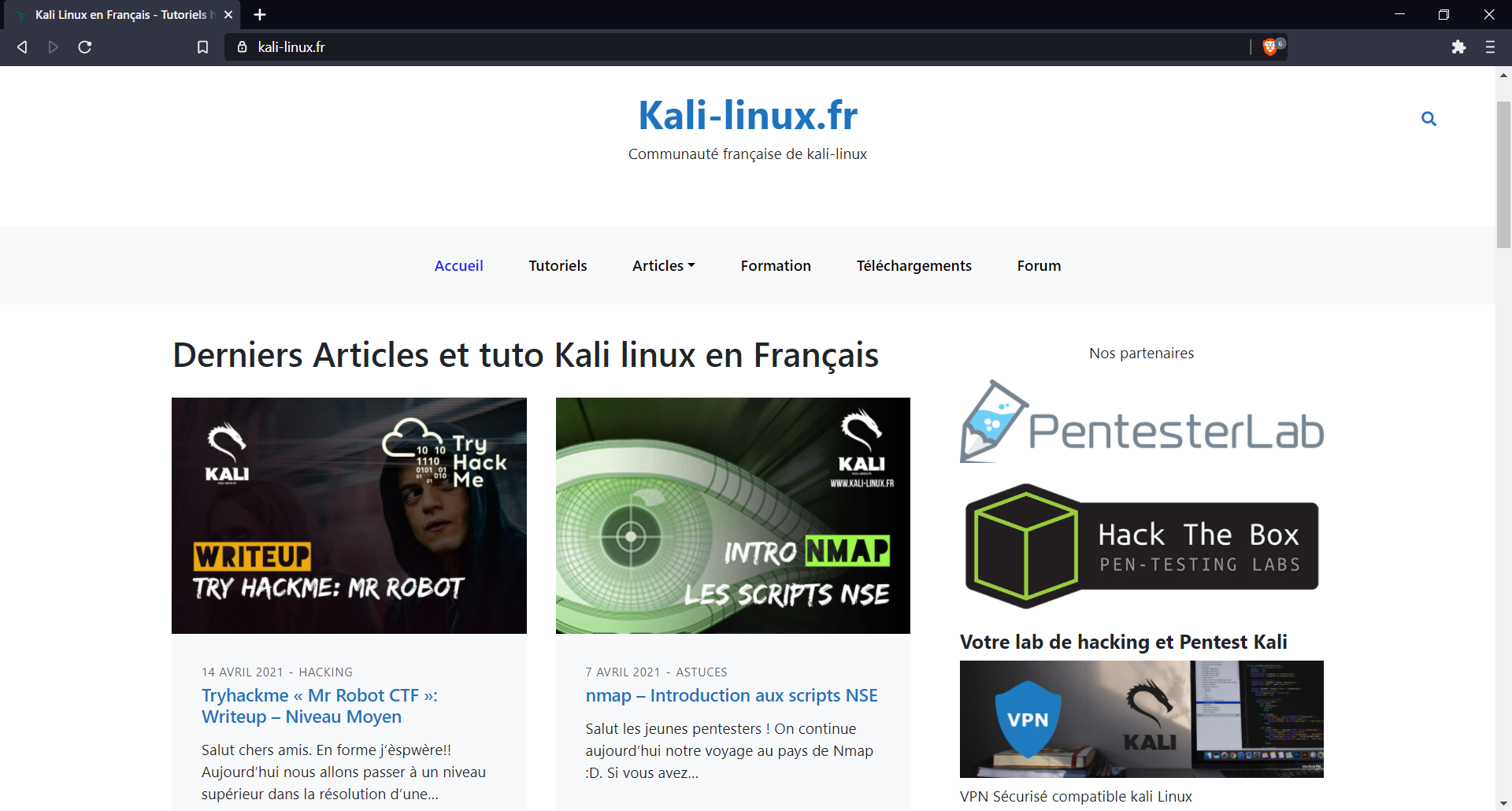 le site internet kali-linux.fr